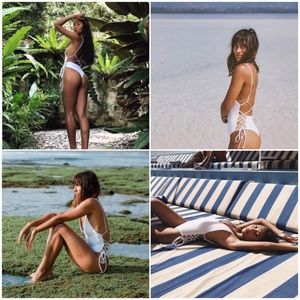 ISO White Lace-Up Sides Monokini Low Back M/L/XL